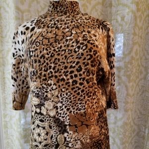 cache tiger print with embellishment.  High neck,